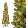 imageGoplus 6ft PreLit Pencil Christmas Tree Artificial Slim Xmas Tree with 180 WarmWhite LED Lights 390 Branch Tips Foldable Metal Stand for Home Office Indoor Holiday DecorGreenprelit Upgraded