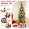 imageGoplus 6ft PreLit Pencil Christmas Tree Artificial Slim Xmas Tree with 180 WarmWhite LED Lights 390 Branch Tips Foldable Metal Stand for Home Office Indoor Holiday DecorGreenblue