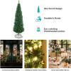 imageGoplus 6ft PreLit Pencil Christmas Tree Artificial Slim Xmas Tree with 180 WarmWhite LED Lights 390 Branch Tips Foldable Metal Stand for Home Office Indoor Holiday DecorGreen