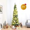 imageGoplus 6ft PreLit Pencil Christmas Tree Artificial Slim Xmas Tree with 180 WarmWhite LED Lights 390 Branch Tips Foldable Metal Stand for Home Office Indoor Holiday DecorGreen