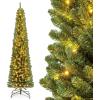 imageGoplus 6ft PreLit Pencil Christmas Tree Artificial Slim Xmas Tree with 180 WarmWhite LED Lights 390 Branch Tips Foldable Metal Stand for Home Office Indoor Holiday DecorGreenprelit Upgraded
