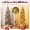 imageGoplus 6ft PreLit Pencil Christmas Tree Artificial Slim Xmas Tree with 180 WarmWhite LED Lights 390 Branch Tips Foldable Metal Stand for Home Office Indoor Holiday DecorGreenblue