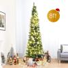imageGoplus 6ft PreLit Pencil Christmas Tree Artificial Slim Xmas Tree with 180 WarmWhite LED Lights 390 Branch Tips Foldable Metal Stand for Home Office Indoor Holiday DecorGreen