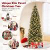 imageGoplus 6ft PreLit Pencil Christmas Tree Artificial Slim Xmas Tree with 180 WarmWhite LED Lights 390 Branch Tips Foldable Metal Stand for Home Office Indoor Holiday DecorGreenblue