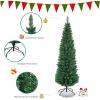 imageGoplus 6ft PreLit Pencil Christmas Tree Artificial Slim Xmas Tree with 180 WarmWhite LED Lights 390 Branch Tips Foldable Metal Stand for Home Office Indoor Holiday DecorGreen