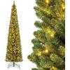 imageGoplus 6ft PreLit Pencil Christmas Tree Artificial Slim Xmas Tree with 180 WarmWhite LED Lights 390 Branch Tips Foldable Metal Stand for Home Office Indoor Holiday DecorGreenprelit Upgraded
