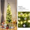 imageGoplus 6ft PreLit Pencil Christmas Tree Artificial Slim Xmas Tree with 180 WarmWhite LED Lights 390 Branch Tips Foldable Metal Stand for Home Office Indoor Holiday DecorGreen