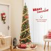 imageGoplus 6ft PreLit Pencil Christmas Tree Artificial Slim Xmas Tree with 180 WarmWhite LED Lights 390 Branch Tips Foldable Metal Stand for Home Office Indoor Holiday DecorGreenupgraded