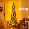 imageGoplus 6ft PreLit Pencil Christmas Tree Artificial Slim Xmas Tree with 180 WarmWhite LED Lights 390 Branch Tips Foldable Metal Stand for Home Office Indoor Holiday DecorGreenprelit Upgraded