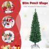 imageGoplus 6ft PreLit Pencil Christmas Tree Artificial Slim Xmas Tree with 180 WarmWhite LED Lights 390 Branch Tips Foldable Metal Stand for Home Office Indoor Holiday DecorGreen