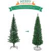 imageGoplus 6ft PreLit Pencil Christmas Tree Artificial Slim Xmas Tree with 180 WarmWhite LED Lights 390 Branch Tips Foldable Metal Stand for Home Office Indoor Holiday DecorGreen