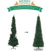 imageGoplus 6ft PreLit Pencil Christmas Tree Artificial Slim Xmas Tree with 180 WarmWhite LED Lights 390 Branch Tips Foldable Metal Stand for Home Office Indoor Holiday DecorGreen