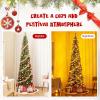 imageGoplus 6ft PreLit Pencil Christmas Tree Artificial Slim Xmas Tree with 180 WarmWhite LED Lights 390 Branch Tips Foldable Metal Stand for Home Office Indoor Holiday DecorGreenprelit Upgraded