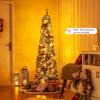 imageGoplus 6ft PreLit Pencil Christmas Tree Artificial Slim Xmas Tree with 180 WarmWhite LED Lights 390 Branch Tips Foldable Metal Stand for Home Office Indoor Holiday DecorGreenprelit Upgraded