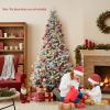 imageGoplus 7 FT Half Snow Flocked Christmas Tree PreLit Artificial Hinged Xmas Tree with 852 PE ampamp PVC Branch Tips 240 Warm White ampamp Multicolored LED Lights 9 Modes Remote Home Holiday Decoration7 FTSnow Flocked