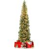 imageGoplus 7 FT Half Snow Flocked Christmas Tree PreLit Artificial Hinged Xmas Tree with 852 PE ampamp PVC Branch Tips 240 Warm White ampamp Multicolored LED Lights 9 Modes Remote Home Holiday Decoration7ft
