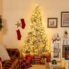 imageGoplus 7 FT Half Snow Flocked Christmas Tree PreLit Artificial Hinged Xmas Tree with 852 PE ampamp PVC Branch Tips 240 Warm White ampamp Multicolored LED Lights 9 Modes Remote Home Holiday Decoration7 FTSnow Flocked