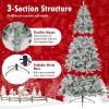 imageGoplus 7 FT Half Snow Flocked Christmas Tree PreLit Artificial Hinged Xmas Tree with 852 PE ampamp PVC Branch Tips 240 Warm White ampamp Multicolored LED Lights 9 Modes Remote Home Holiday Decoration7 FTSnow Flocked