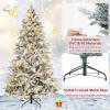 imageGoplus 7 FT PreLit Snow Flocked Christmas Tree Artificial Hinged Xmas Tree with 820 PE ampamp PVC Mixed Branch Tips 340 Warm White LED Lights Foldable Metal Base Home Office DecorationWarm White