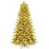imageGoplus 7 FT PreLit Snow Flocked Christmas Tree Artificial Hinged Xmas Tree with 820 PE ampamp PVC Mixed Branch Tips 340 Warm White LED Lights Foldable Metal Base Home Office DecorationGreen