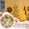 imageGoplus 7 FT PreLit Snow Flocked Christmas Tree Artificial Hinged Xmas Tree with 820 PE ampamp PVC Mixed Branch Tips 340 Warm White LED Lights Foldable Metal Base Home Office DecorationSnowy