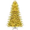 imageGoplus 7 FT PreLit Snow Flocked Christmas Tree Artificial Hinged Xmas Tree with 820 PE ampamp PVC Mixed Branch Tips 340 Warm White LED Lights Foldable Metal Base Home Office DecorationGreen