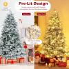 imageGoplus 7 FT PreLit Snow Flocked Christmas Tree Artificial Hinged Xmas Tree with 820 PE ampamp PVC Mixed Branch Tips 340 Warm White LED Lights Foldable Metal Base Home Office DecorationWarm White