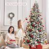 imageGoplus 7 FT PreLit Snow Flocked Christmas Tree Artificial Hinged Xmas Tree with 820 PE ampamp PVC Mixed Branch Tips 340 Warm White LED Lights Foldable Metal Base Home Office DecorationWarm White