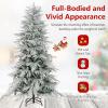 imageGoplus 7 FT PreLit Snow Flocked Christmas Tree Artificial Hinged Xmas Tree with 820 PE ampamp PVC Mixed Branch Tips 340 Warm White LED Lights Foldable Metal Base Home Office DecorationSnowy