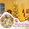 imageGoplus 7 FT PreLit Snow Flocked Christmas Tree Artificial Hinged Xmas Tree with 820 PE ampamp PVC Mixed Branch Tips 340 Warm White LED Lights Foldable Metal Base Home Office DecorationSnowy