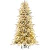 imageGoplus 7 FT PreLit Snow Flocked Christmas Tree Artificial Hinged Xmas Tree with 820 PE ampamp PVC Mixed Branch Tips 340 Warm White LED Lights Foldable Metal Base Home Office DecorationSnowy