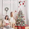 imageGoplus 7 FT PreLit Snow Flocked Christmas Tree Artificial Hinged Xmas Tree with 820 PE ampamp PVC Mixed Branch Tips 340 Warm White LED Lights Foldable Metal Base Home Office DecorationWarm White