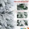imageGoplus 7 FT PreLit Snow Flocked Christmas Tree Artificial Hinged Xmas Tree with 820 PE ampamp PVC Mixed Branch Tips 340 Warm White LED Lights Foldable Metal Base Home Office DecorationWarm White
