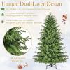 imageGoplus 7 FT PreLit Snow Flocked Christmas Tree Artificial Hinged Xmas Tree with 820 PE ampamp PVC Mixed Branch Tips 340 Warm White LED Lights Foldable Metal Base Home Office DecorationGreen
