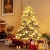 imageGoplus 7 FT PreLit Snow Flocked Christmas Tree Artificial Hinged Xmas Tree with 820 PE ampamp PVC Mixed Branch Tips 340 Warm White LED Lights Foldable Metal Base Home Office DecorationWarm White