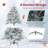 imageGoplus 7 FT PreLit Snow Flocked Christmas Tree Artificial Hinged Xmas Tree with 820 PE ampamp PVC Mixed Branch Tips 340 Warm White LED Lights Foldable Metal Base Home Office DecorationWarm White