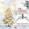 imageGoplus 7 FT PreLit Snow Flocked Christmas Tree Artificial Hinged Xmas Tree with 820 PE ampamp PVC Mixed Branch Tips 340 Warm White LED Lights Foldable Metal Base Home Office DecorationWarm White