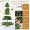 imageGoplus 7 FT PreLit Snow Flocked Christmas Tree Artificial Hinged Xmas Tree with 820 PE ampamp PVC Mixed Branch Tips 340 Warm White LED Lights Foldable Metal Base Home Office DecorationGreen