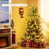 imageGoplus 7 FT PreLit Snow Flocked Christmas Tree Artificial Hinged Xmas Tree with 820 PE ampamp PVC Mixed Branch Tips 340 Warm White LED Lights Foldable Metal Base Home Office DecorationGreen