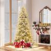 imageGoplus 7 FT PreLit Snow Flocked Christmas Tree Artificial Hinged Xmas Tree with 820 PE ampamp PVC Mixed Branch Tips 340 Warm White LED Lights Foldable Metal Base Home Office DecorationSnowy