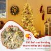 imageGoplus 7 FT PreLit Snow Flocked Christmas Tree Artificial Hinged Xmas Tree with 820 PE ampamp PVC Mixed Branch Tips 340 Warm White LED Lights Foldable Metal Base Home Office DecorationSnowy