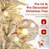 imageGoplus 9 FT PreLit Artificial Christmas Tree Blue Hinged Xmas Tree with 1938 Frosted PVC Branch Tips 520 Warm White LED Lights 8 Modes Foldable Metal Stand Home Office DecorationWhite