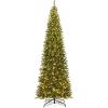 imageGoplus 12 FT Tall PreLit Slim Pencil Christmas Tree Artificial Hinged Xmas Tree with 2840 Branch Tips 1000 Warm White LED Lights Foldable Stand Outdoor Indoor Home Office Holiday Party DecorationStyle A