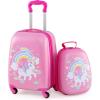 imageGoplus 2PC Kids Luggage 12quot ampamp 16quot Kids Carry On Luggage Set with 4 Spinner Wheels Lightweight Rolling Spinner Suitcase for Children Toddlers Boys and Girls TravelRose Unicorn
