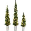 imageGoplus 3 4 5 PreLit Snow Flocked Christmas Tree Set of 3 Slim Pencil Artificial Xmas Trees with 150 Warm White LED Lights 146 Branch Tips Metal Base for Holiday Seasonal Office Home DecorStyleA