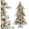 imageGoplus 6 FT PreLit Artificial Christmas Tree Hinged ChocolateColor Xmas Tree with 493 Pine Needles ampamp PVC Tips 200 Warm White LED Lights Pine Cones Metal Stand Home Office DecorationWhitegreen