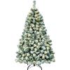 imageGoplus 6 FT PreLit Artificial Christmas Tree Remote Control Xmas Tree with 700 Warm White LED Lights 3 Modes Timer Hinges 680 Branch Tips Foldable Metal Stand Home Office Holiday DecorationSnowy