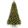imageGoplus 6 FT PreLit Snow Flocked Christmas Tree Artificial Hinged Xmas Tree with 616 Mixed Branch Tips 260 Warm White LED ampamp 130 Globe Lights 8 Modes Metal Stand Home Office Holiday DecorationGreen