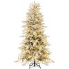 imageGoplus 7 FT PreLit Snow Flocked Christmas Tree Artificial Hinged Xmas Tree with 820 PE ampamp PVC Mixed Branch Tips 340 Warm White LED Lights Foldable Metal Base Home Office DecorationSnowy