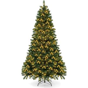 imageGoplus 6 FT PreLit Snow Flocked Christmas Tree Artificial Hinged Xmas Tree with 616 Mixed Branch Tips 260 Warm White LED ampamp 130 Globe Lights 8 Modes Metal Stand Home Office Holiday DecorationGreen